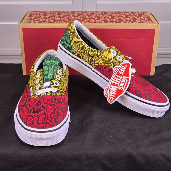 VANS Era Snake Python Rasta Colors Green Yellow Red Black Shoes Mens 5.5 / Wms 7 - Picture 2 of 7